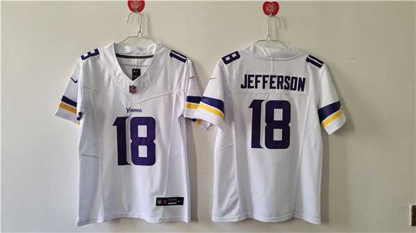 Womens Minnesota Vikings #18 Justin Jefferson White F.U.S.E. Vapor Untouchable Limited Football Stitched Jersey(Run Small)